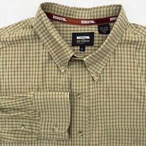 Resistol Button Down Mens XL Green Plaid Rodeo Gear Western Long Sleeve Shirt